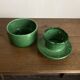 Foucart Jourdan Green glazed earthenware butter dish with water reservoir, 1960