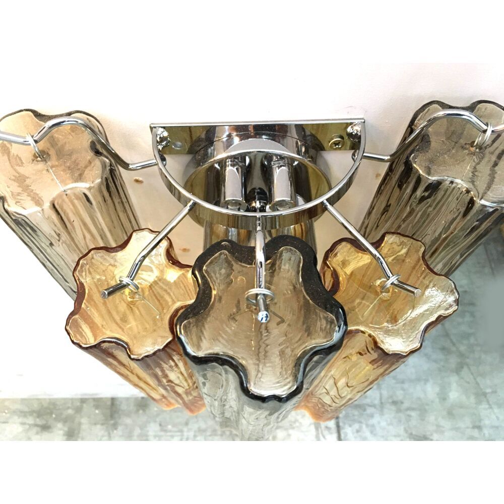 Amber and fume’ “tronchi” murano glass wall sconce