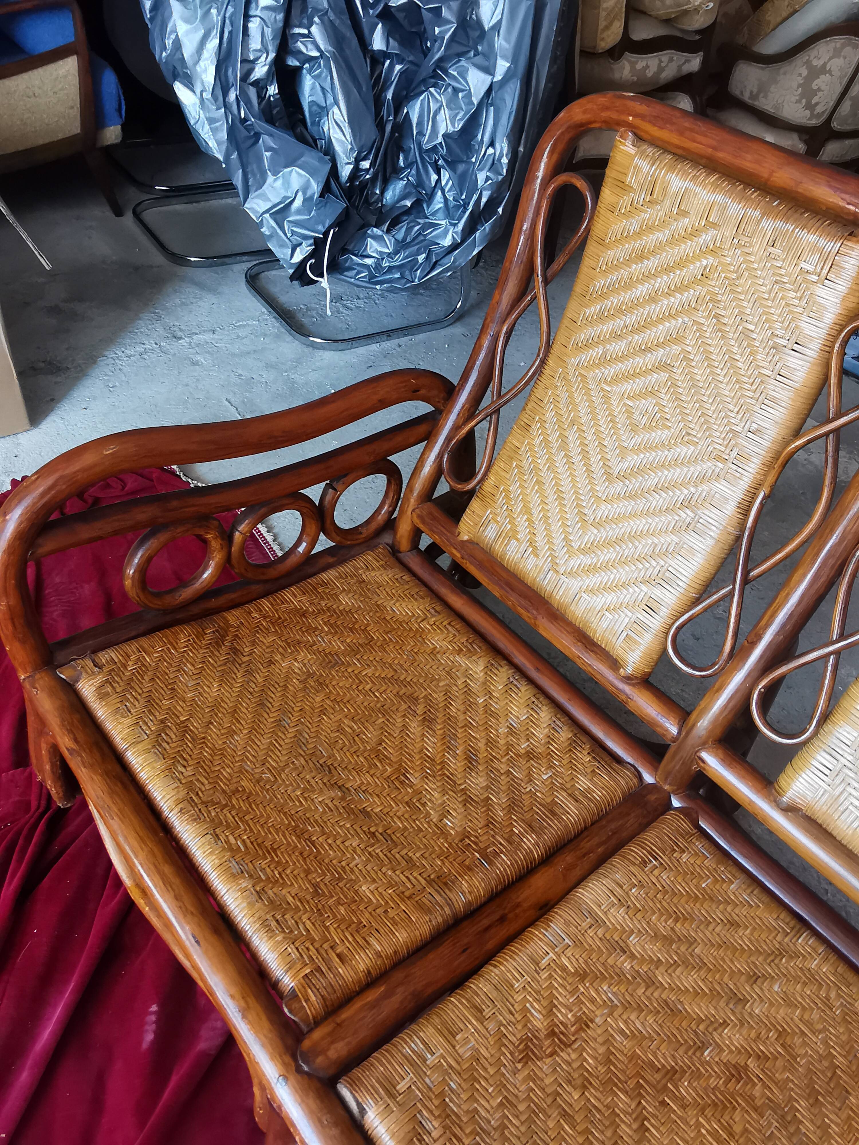 70s bamboo rattan sofa