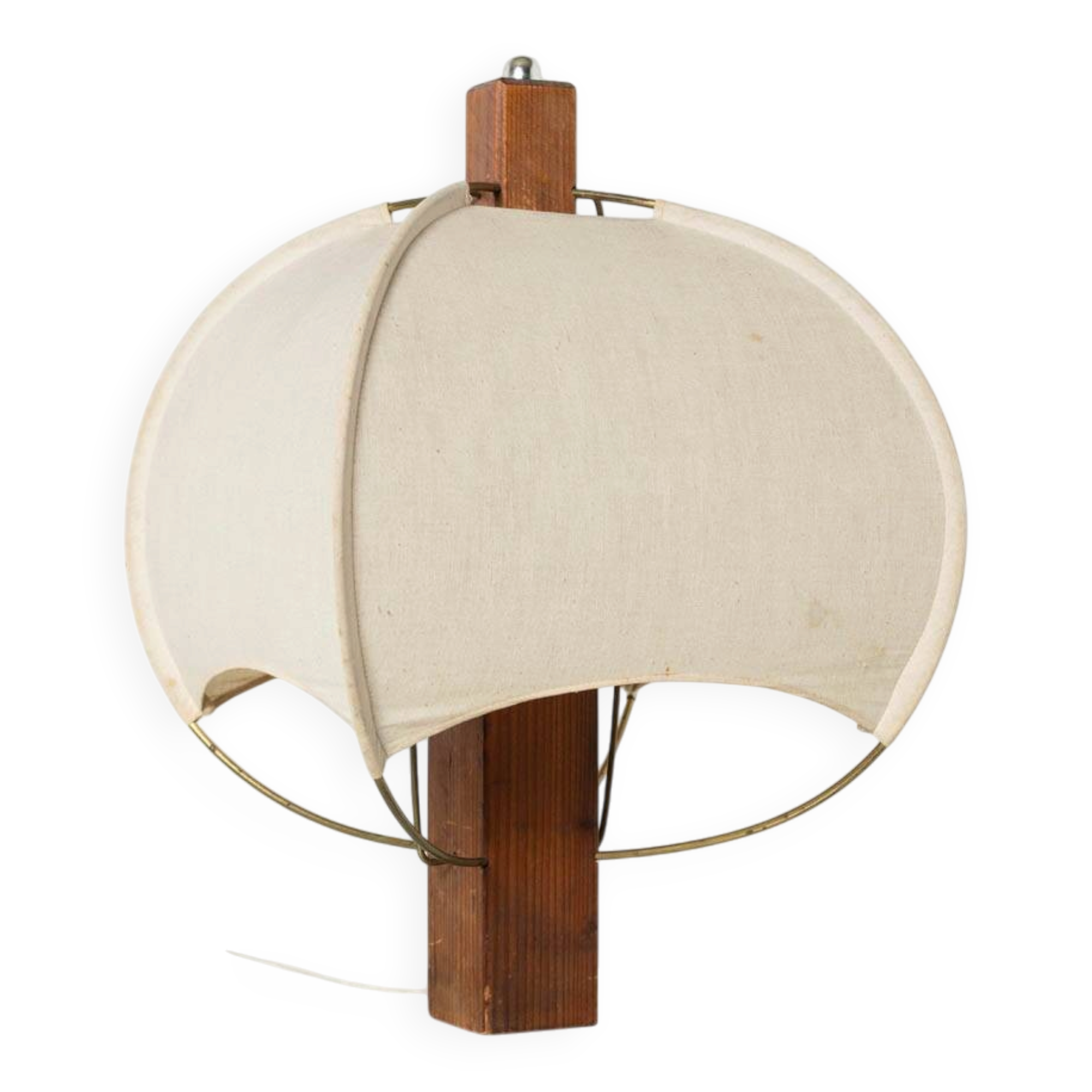 Postmodern table lamp in wood and canvas, Poland, 1980s