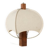 Postmodern table lamp in wood and canvas, Poland, 1980s
