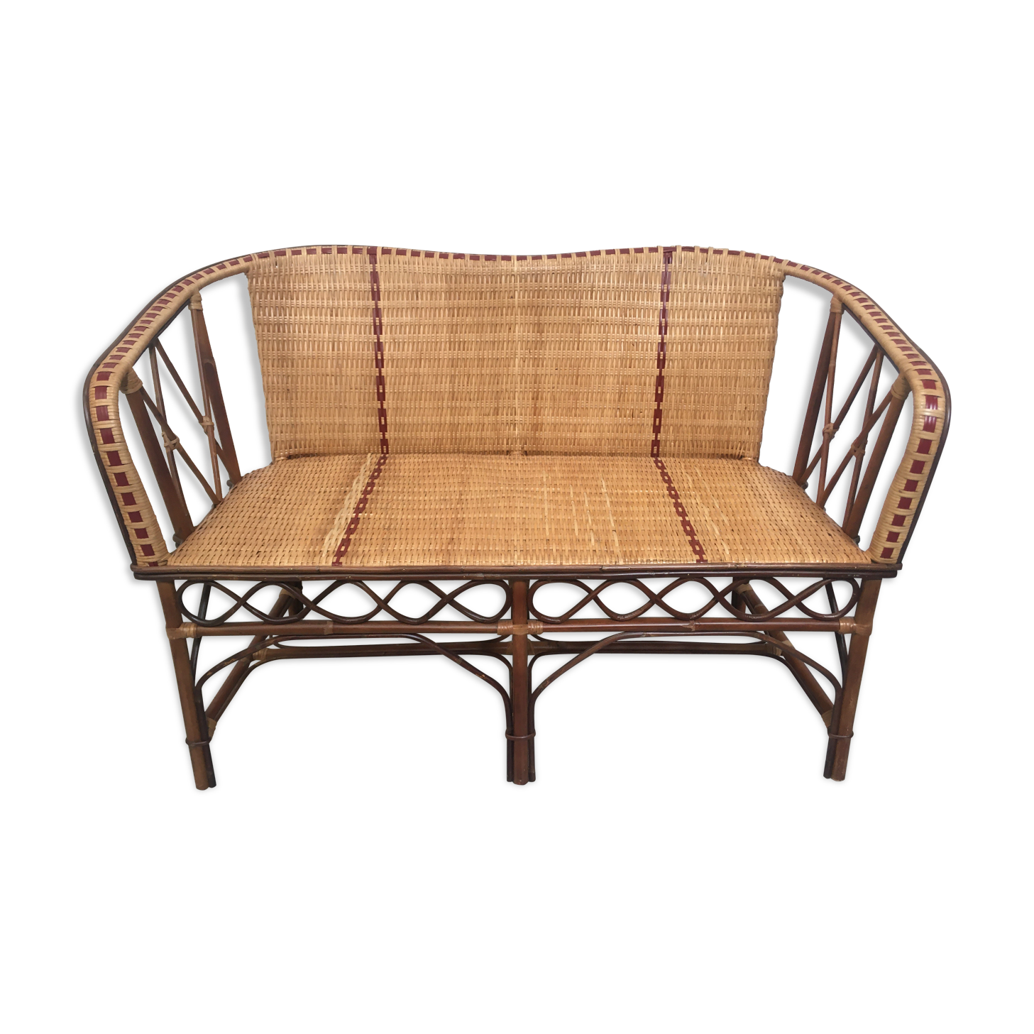 Woven rattan sofa