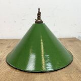 Industrial British Green Enamel Factory Pendant Lamp, 1950s