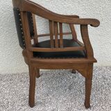 Art deco black leather office armchair