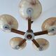Large Art Deco pendant light in wood and glass, 1930s