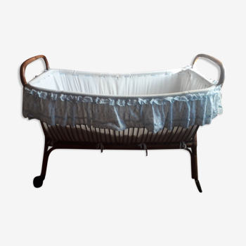 Vintage rattan crib for baby and child
