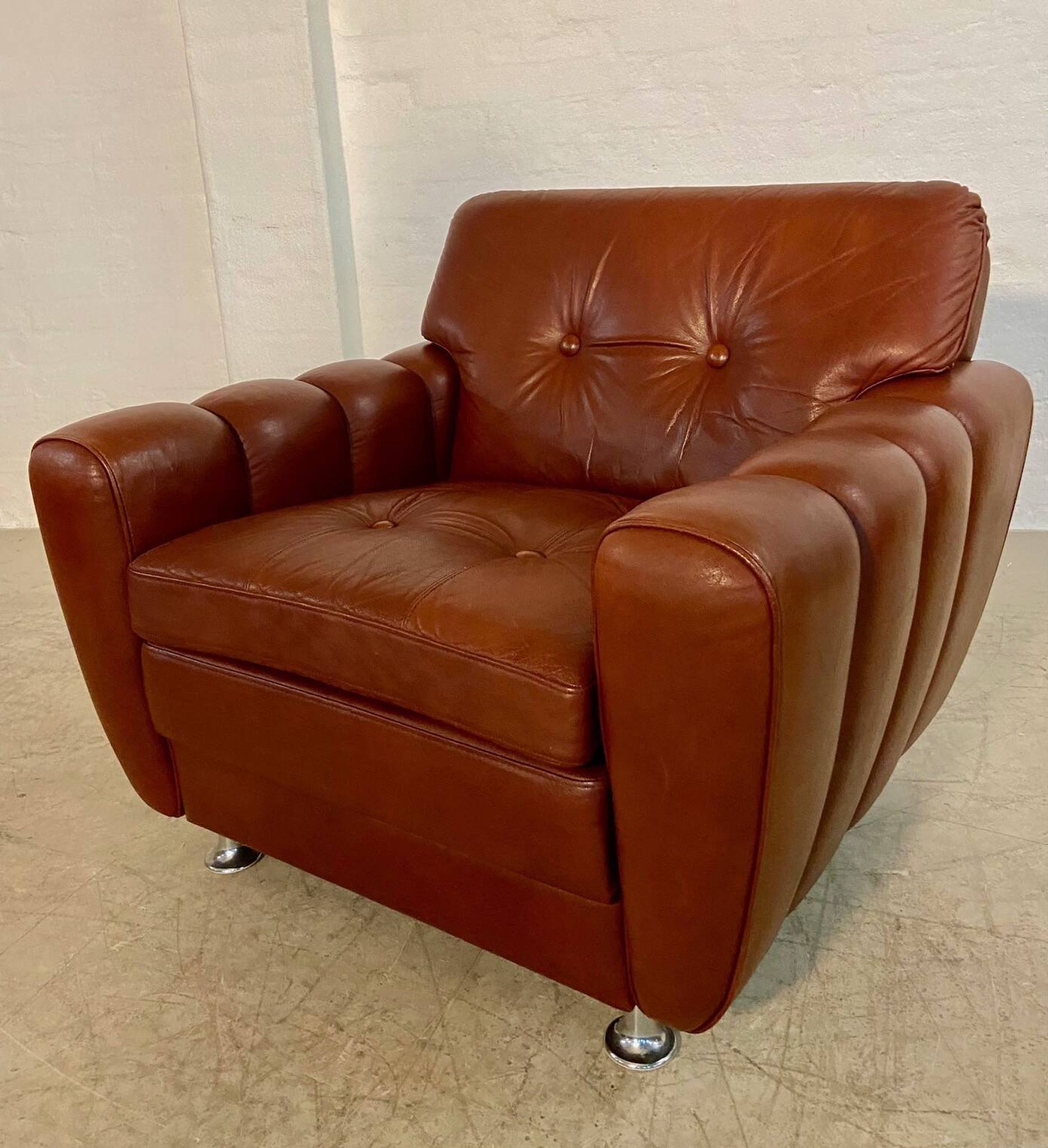 Vintage Danish mid-century Svend Skipper leather club chair 1970s