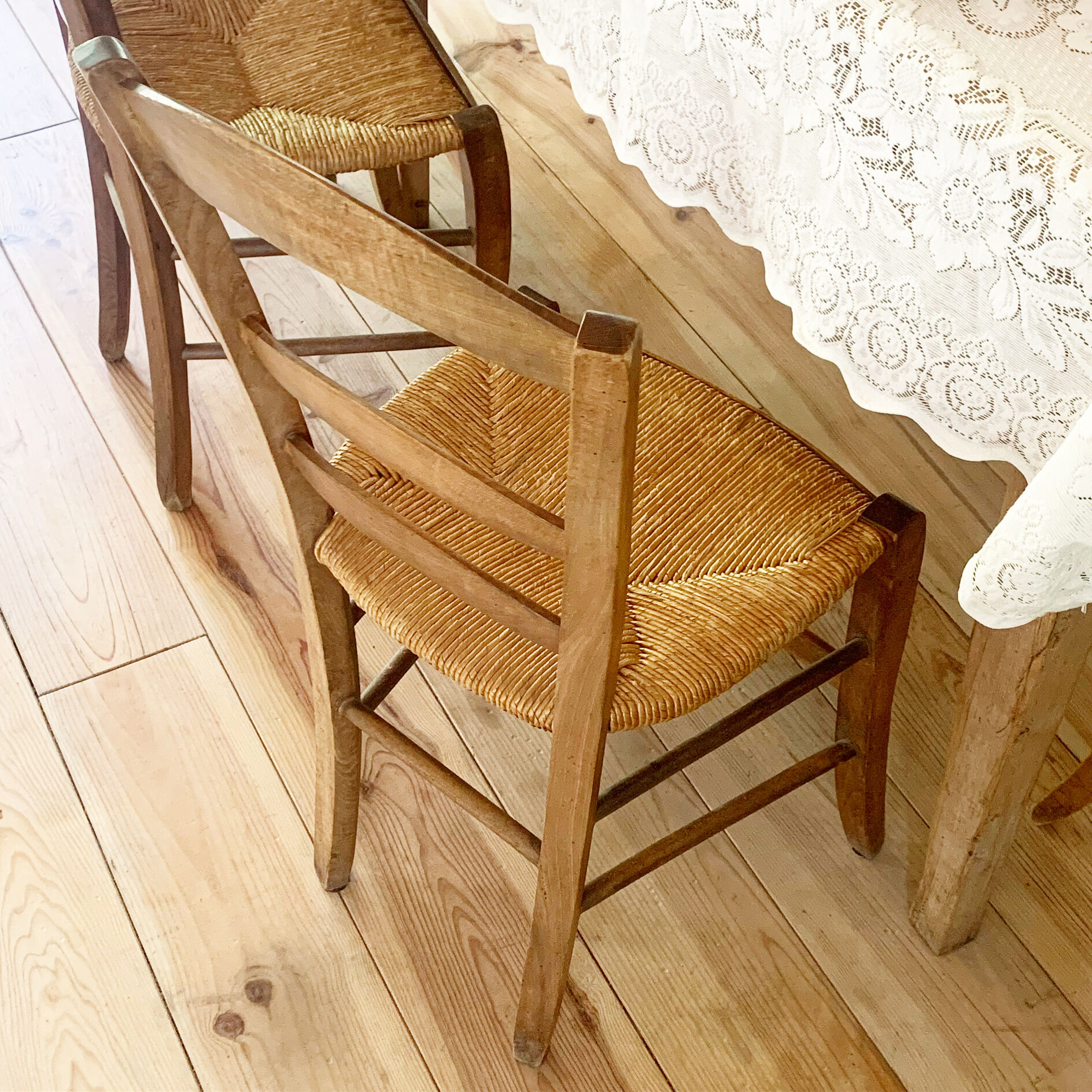 Lot de 6 chaises de ferme vintage