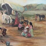 Oil on canvas, gypsy scene, 1970