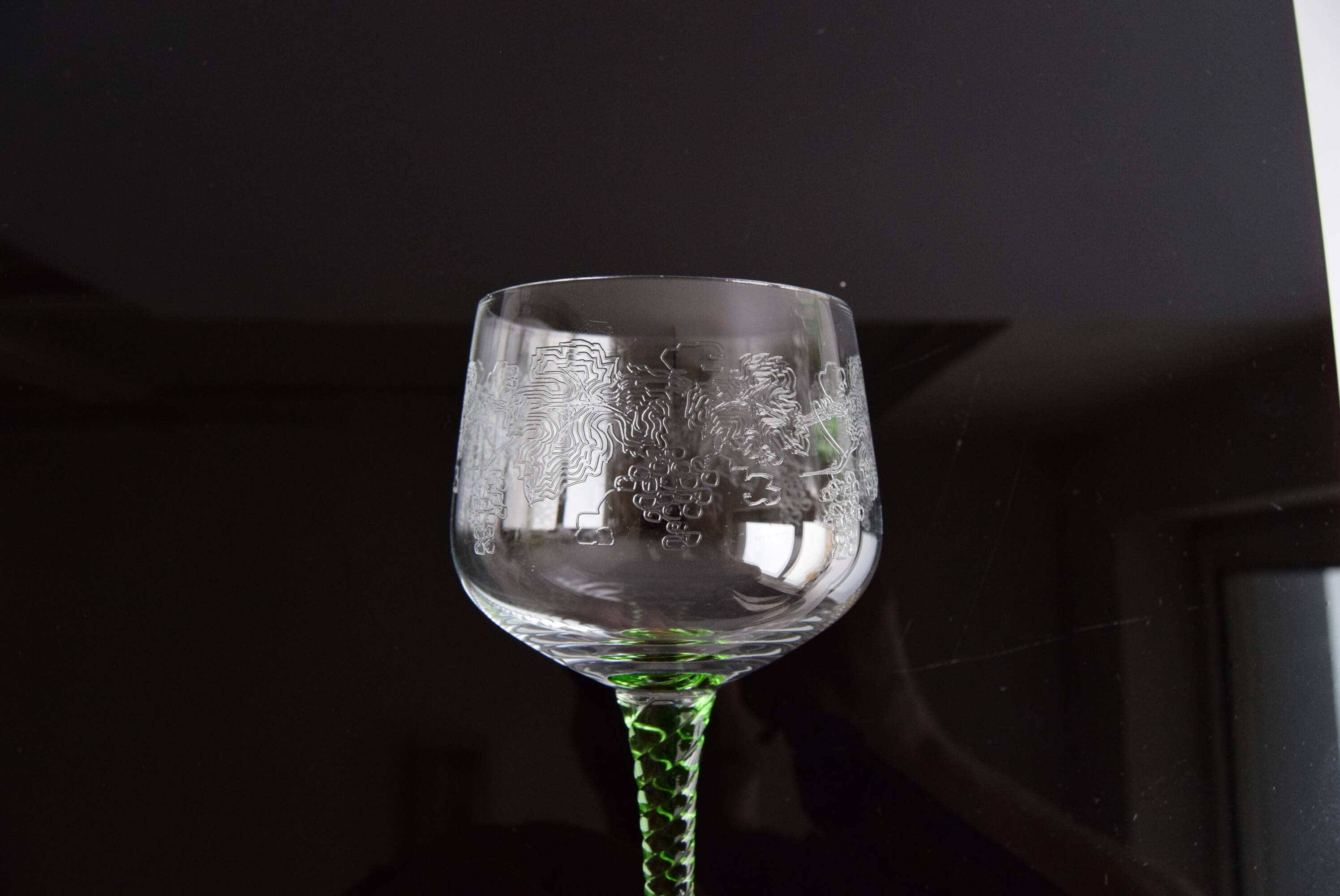 Set of six vintage stemmed glasses, 1960s.