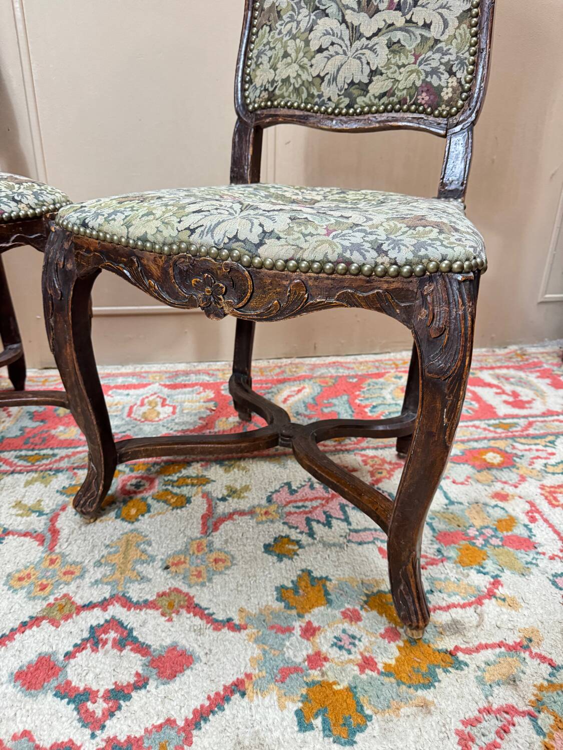 Armand henry pair of natural wood chairs stamped from the regency period
