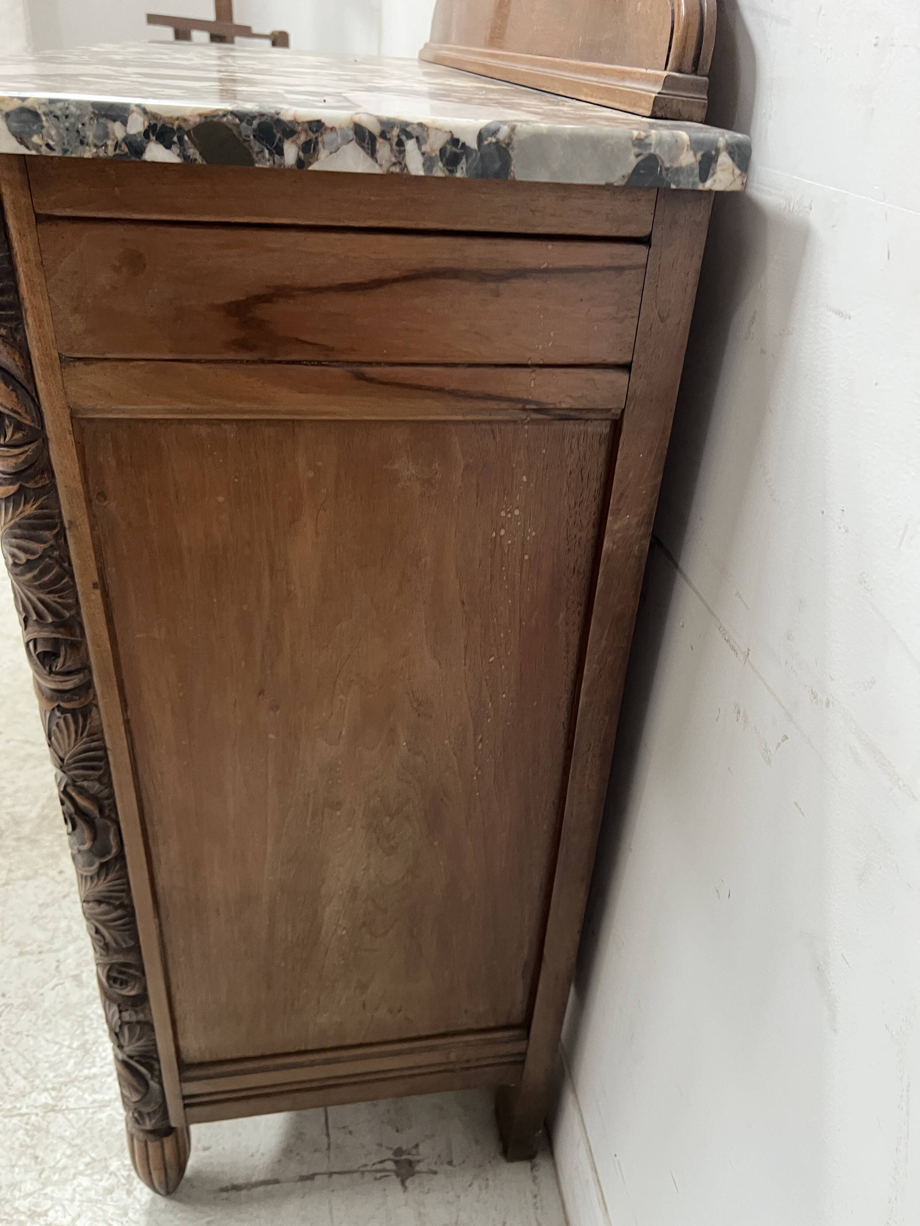 Art Deco dessert table in solid walnut, 20th century.