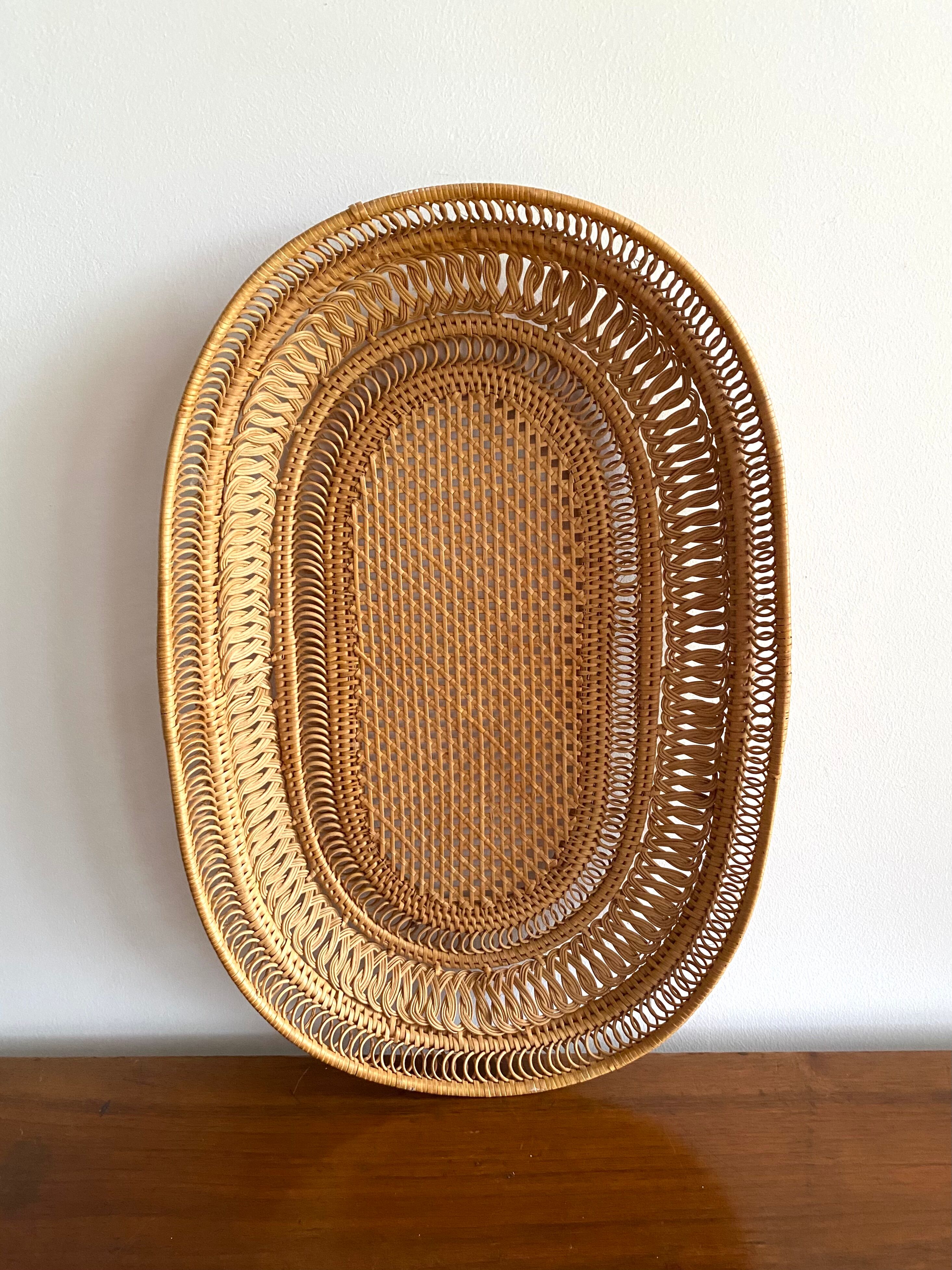 Vintage basket in woven rattan