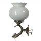 Applique formant un poisson, métal argenté, globe en verre opaque, opaline blanche, décoration