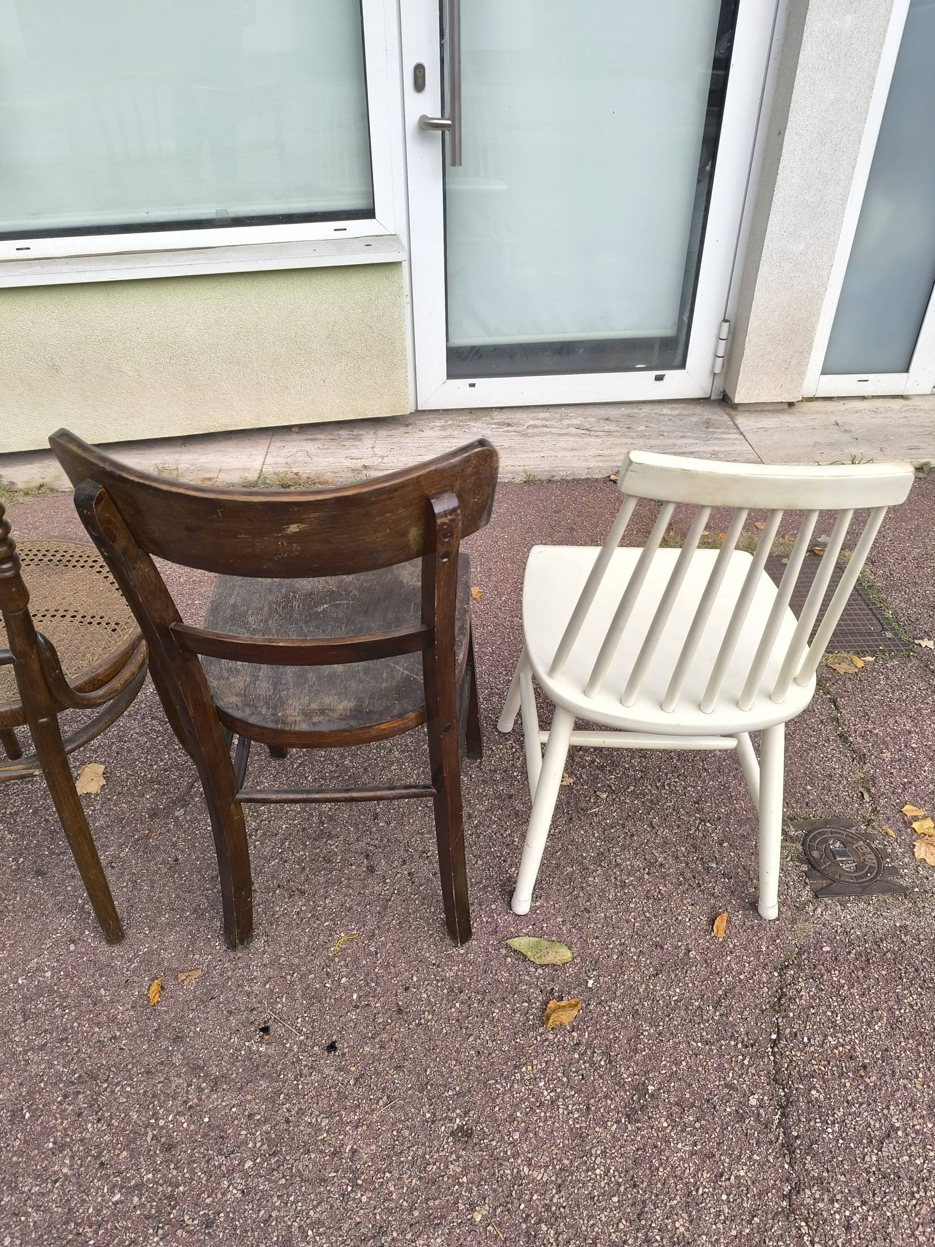 set of 6 mismatched vintage bistro chairs - wood