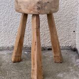 Solid elm tripod stool 1960