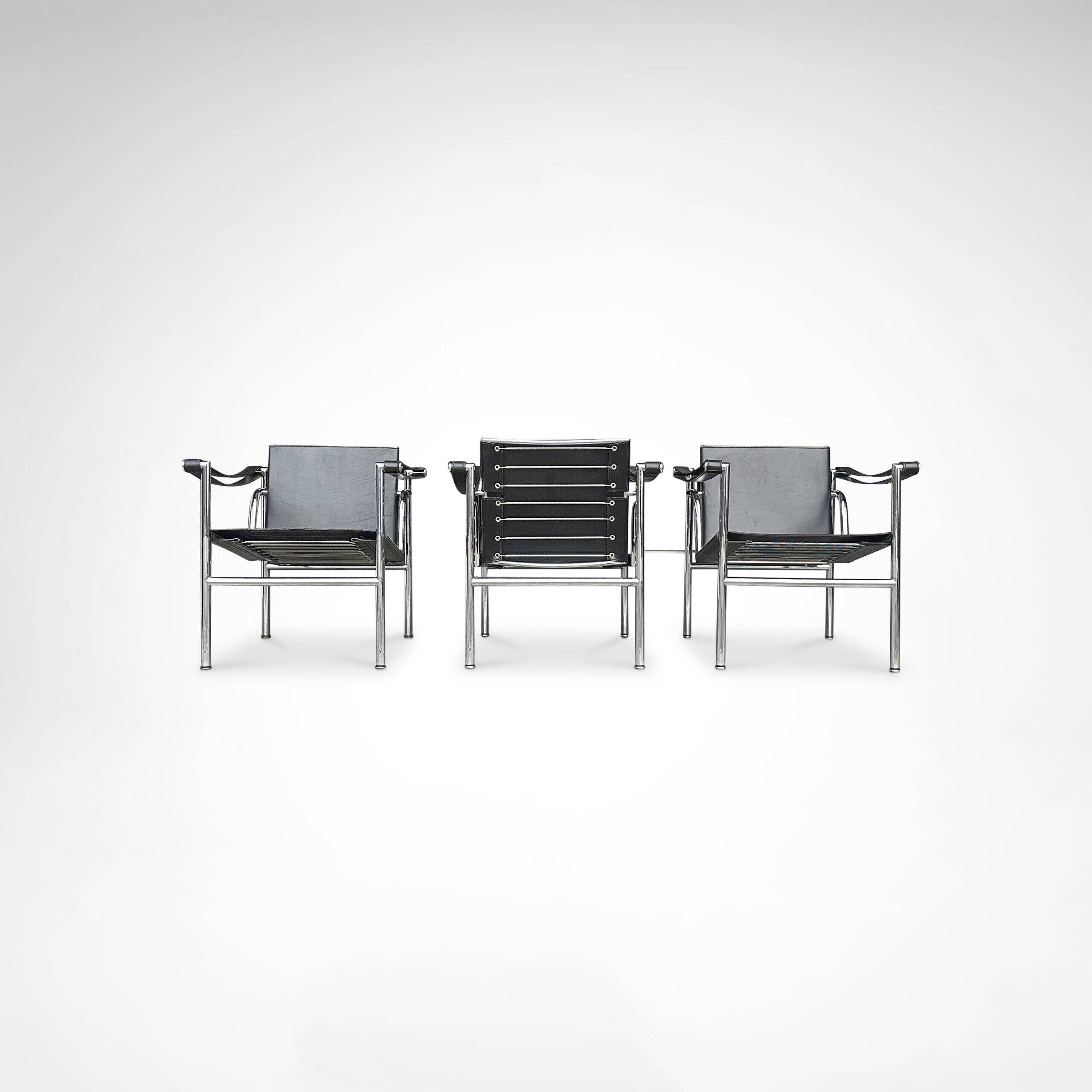 LC1 vintage armchair by Le Corbusier et al for Cassina, set of 3