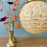 Vintage art deco globe pendant light in yellow and gold Clichy glass