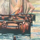 Marine oil on canvas signed Sanchez