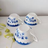Set of 3 cups, blue floral decoration