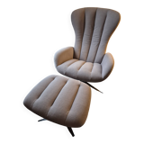 Tilburg Bo Concept reclining and swivel armchair with adjustable headrest + Tilburg ottoman