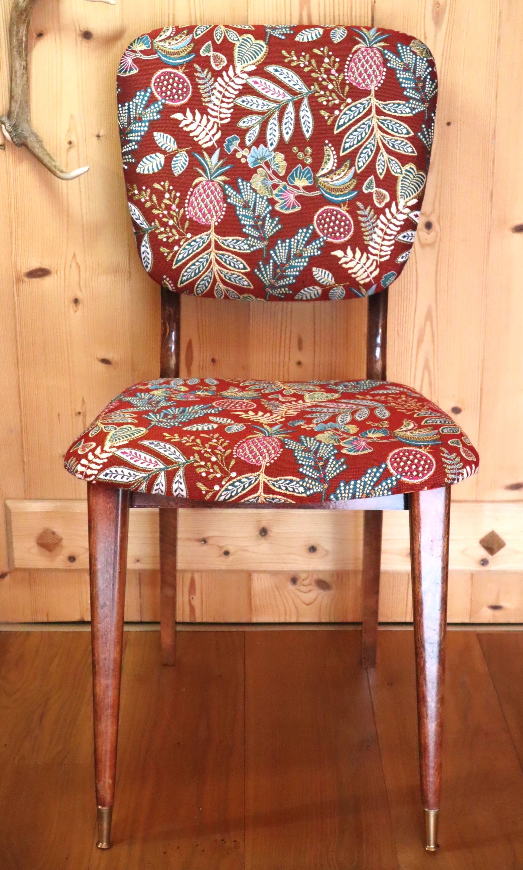chaise  Kadoura renovée tissu jungle doré
