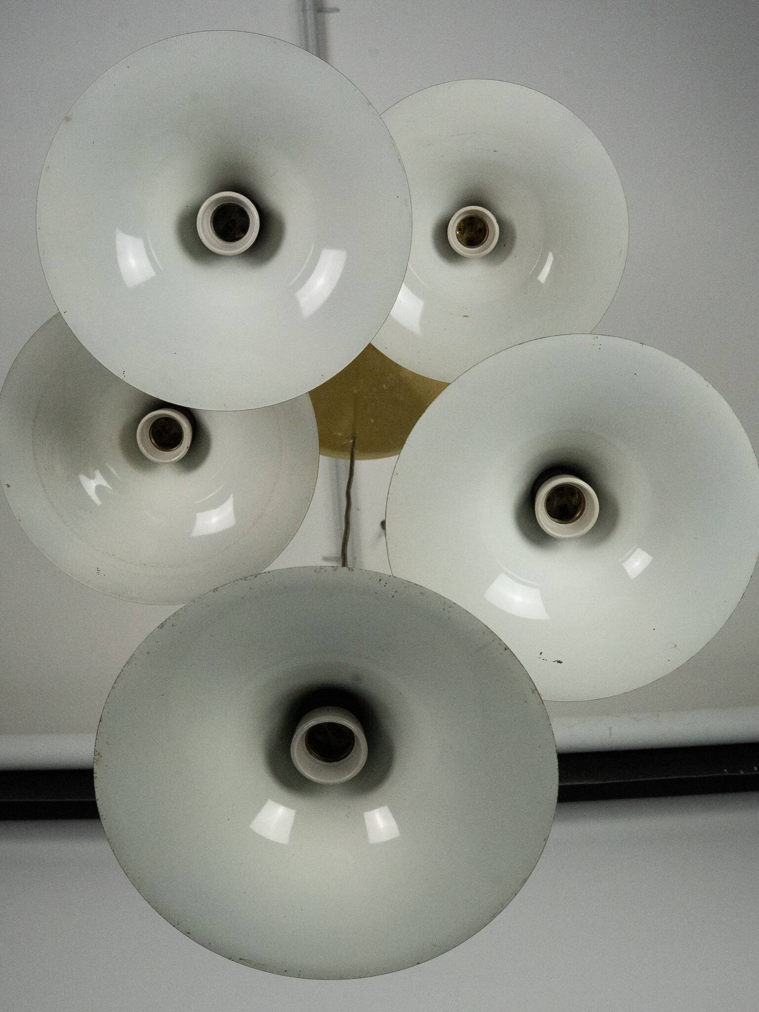 Fog & Morup, Midcentury Brass Pendant with Five Pendant Drops. Danmark 1960