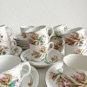 12 ironstone coffee cups with polychrome floral decoration, KG Lunéville