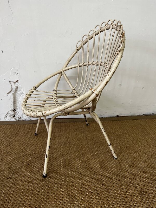 Fauteuil coquille rotin enfant