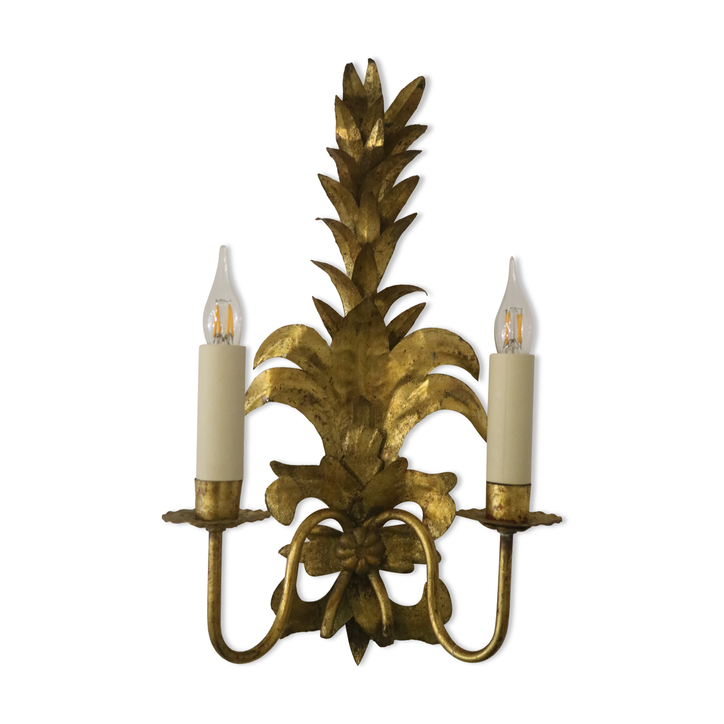 wrought iron wall lamp, with gold leaf, year 60