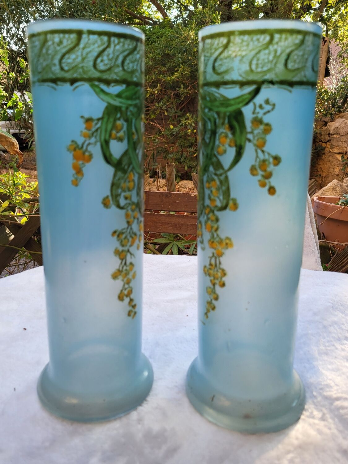 Pair of Legras art nouveau vases