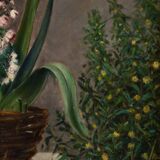 Floral composition in basket by H. Vaneyck- dated 1895