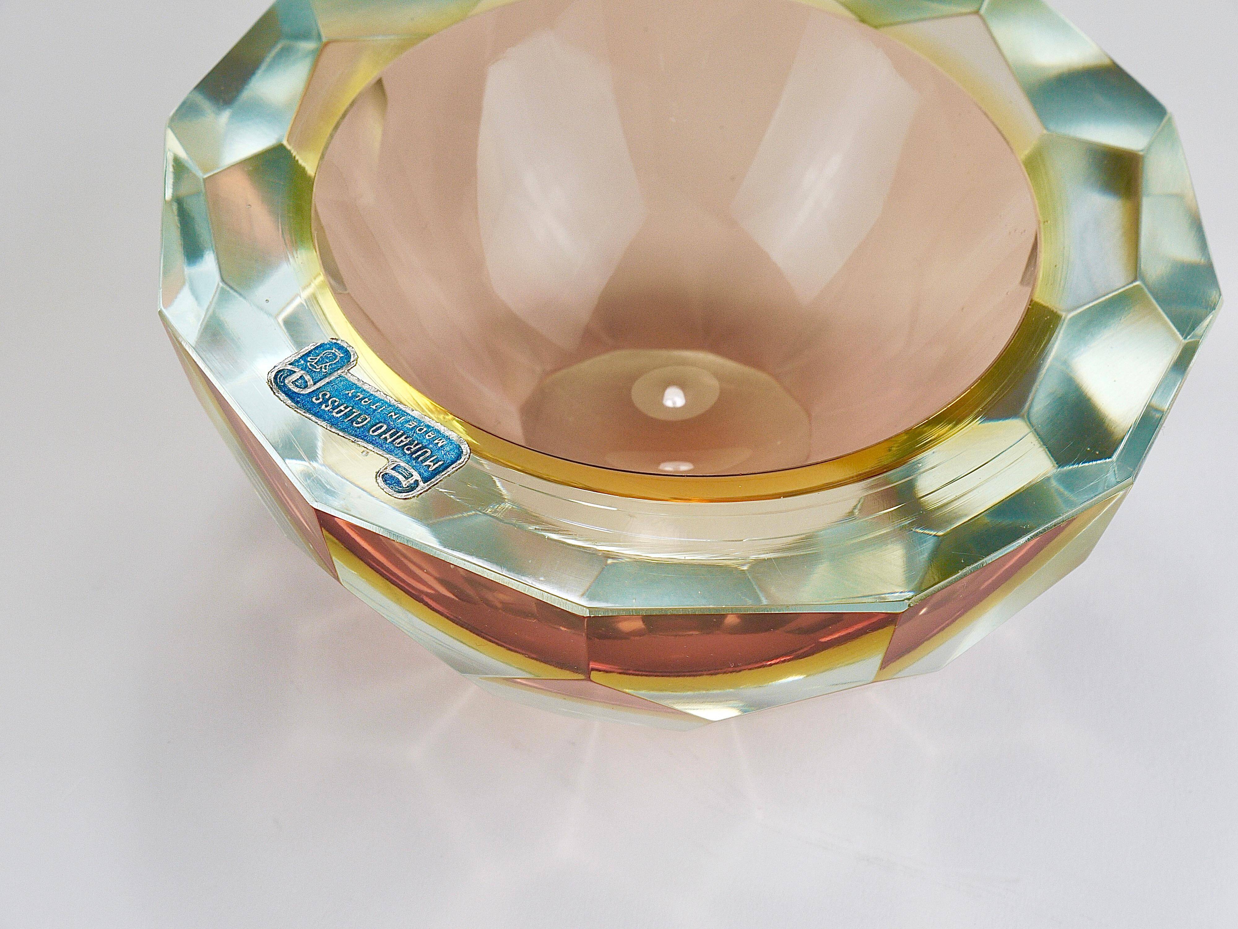 Large Faceted Murano Glass Bowl for Caviar, Italy, 1960s