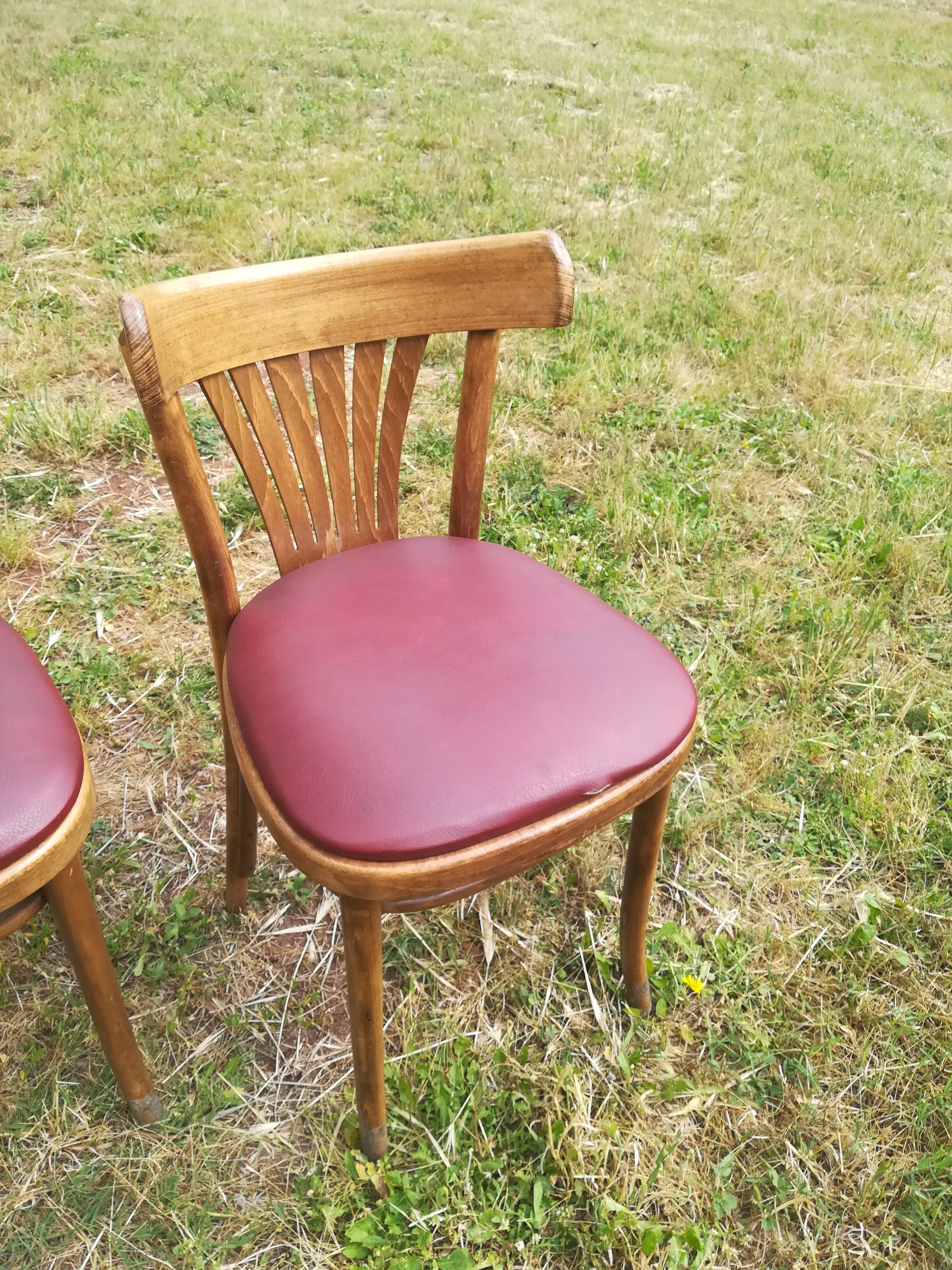 Set of 41 bistro chairs seated red skaï