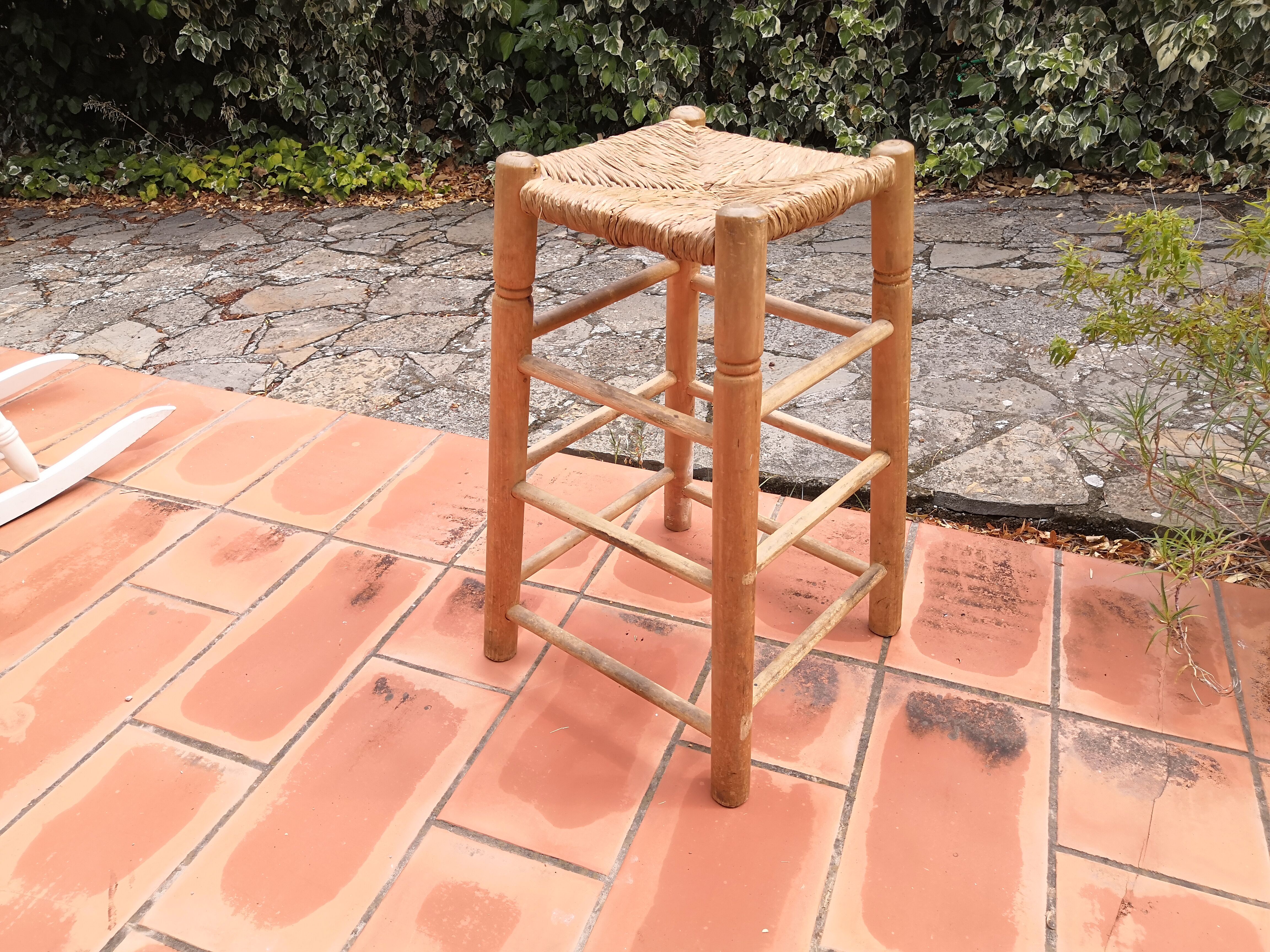 Rush and birch stool 1960