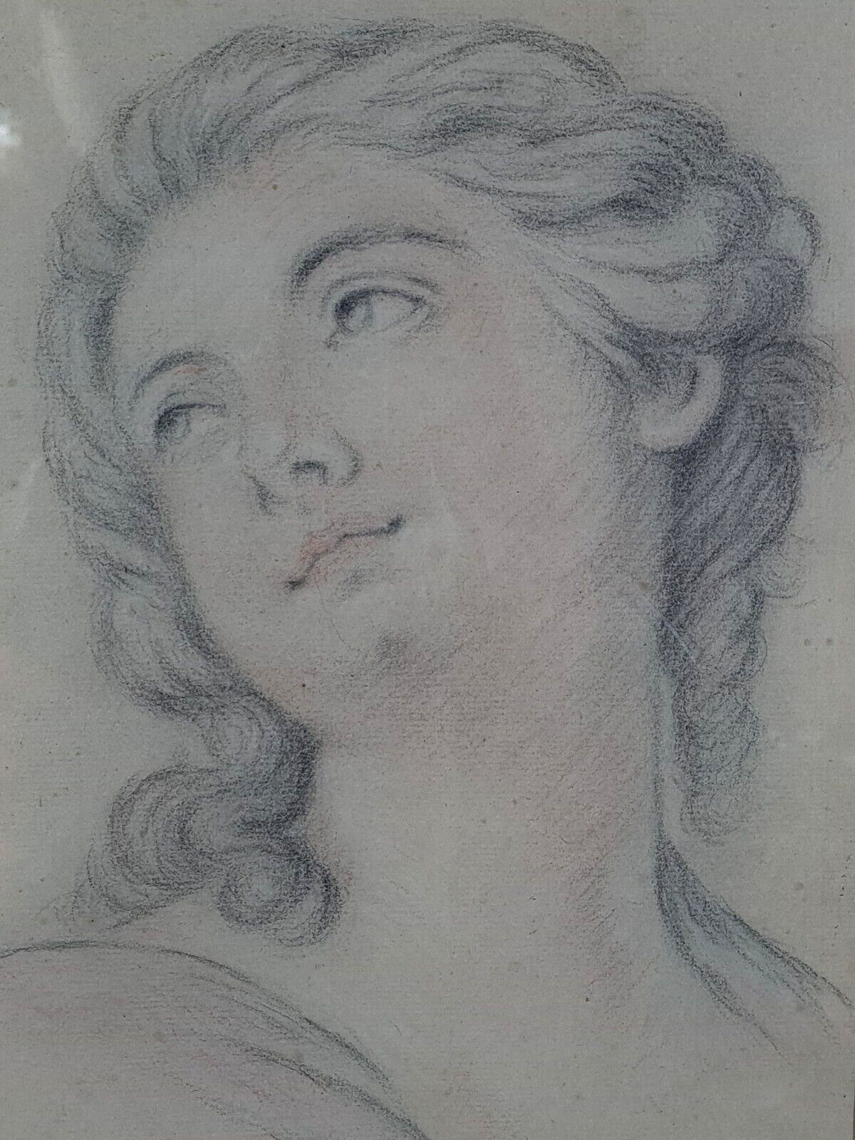 Portrait of a romantic young woman drawing signed circa 1900 47x42 cm SB