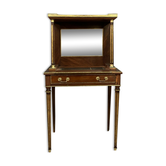 Desk Louis XVI era in mahogany and copper rushes