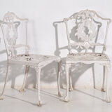Vintage white garden table and chairs (c.1950). Set of 5 pieces.