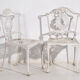 Table et chaises de jardin blanches d’époque (c.1950). Ensemble de 5 pièces