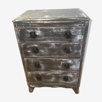 Blue grey patinated chest of drawers