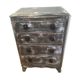 Blue grey patinated chest of drawers