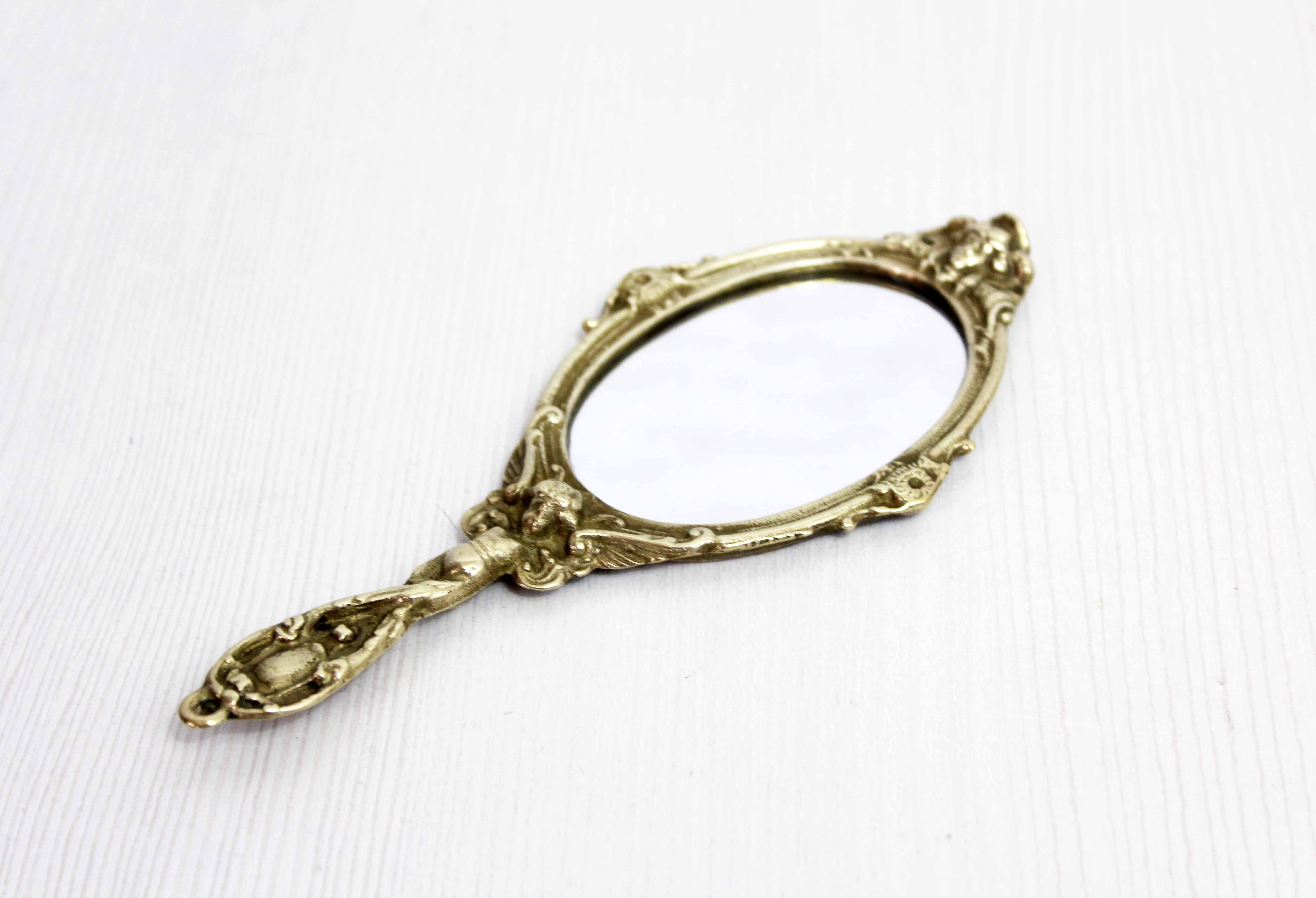 Brass hand mirror 1950