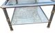 1970s living room table, brushed aluminium and gold metal, bevelled glass.
