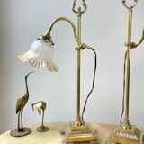 Pair of art deco style "up and down" swan neck desk lamps
