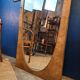 Miroir vintage géant bois clair miroir ovale 1920