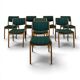 Set of 8 vintage green fabric chairs.