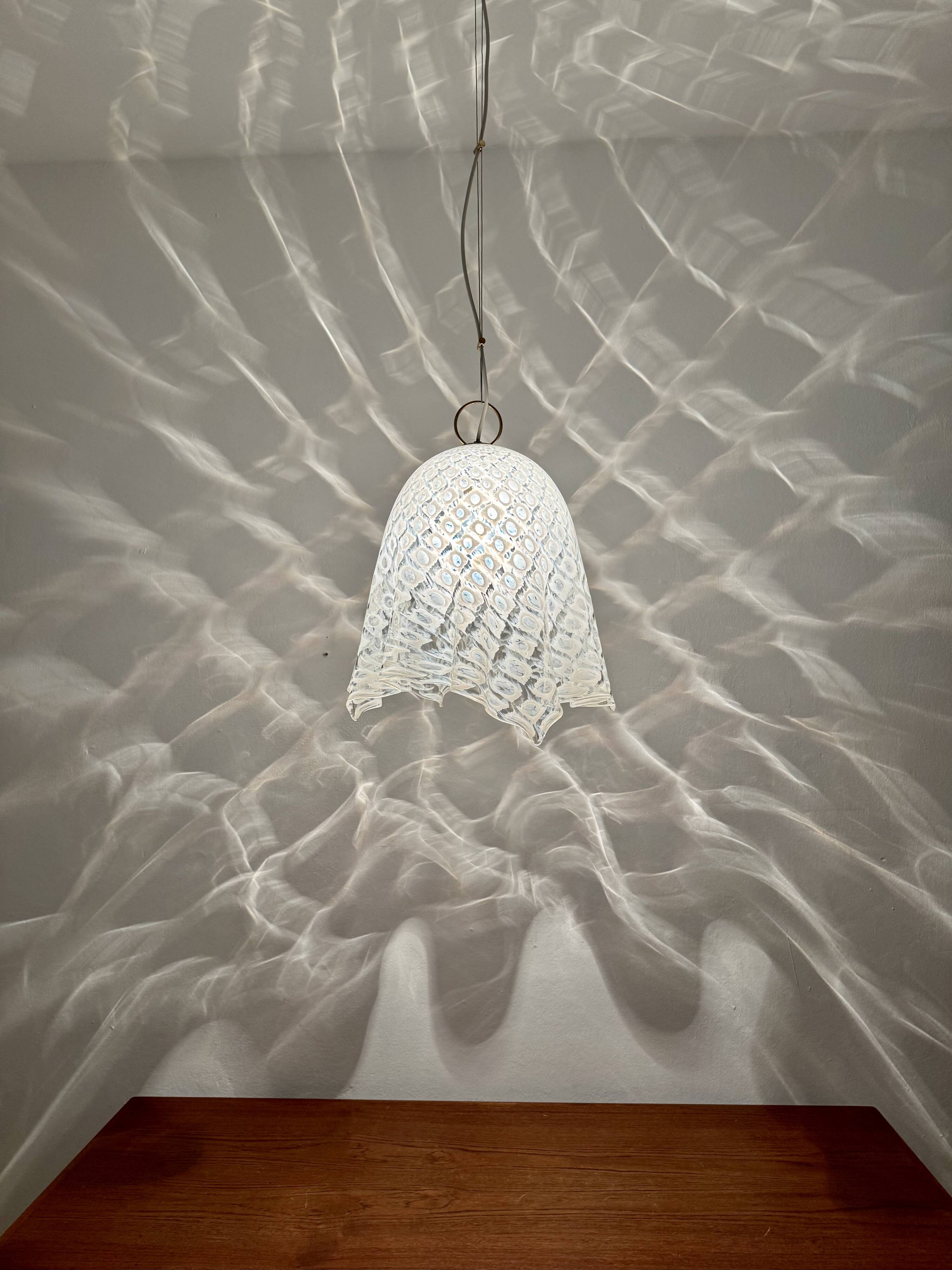 Lampe à Suspension Fazzoletto en Verre de Murano par Paolo Venini