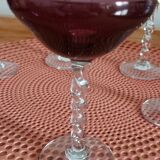 6 glasses of champagne, twisted foot, multicolored, year 1970