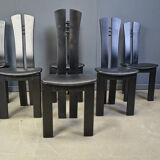 Post modern wooden dining chairs, 1980s - set of 6