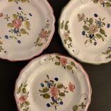 3 sweet pea plates, Samadet earthenware, 18th century
